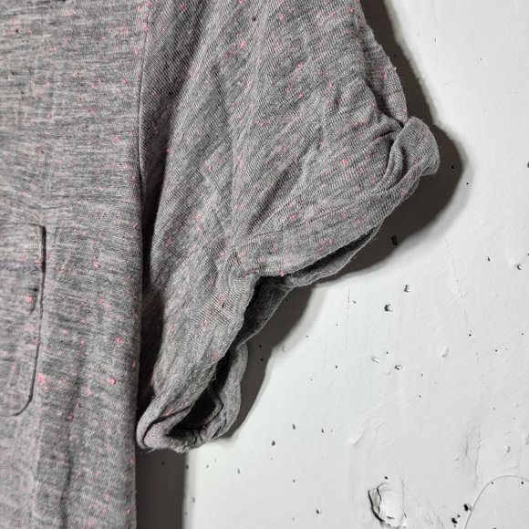 Yessica Womens Gray Speckled Cuffed Sleeve Shirt Size Medium Neutral Lightweight - Picture 4 of 8